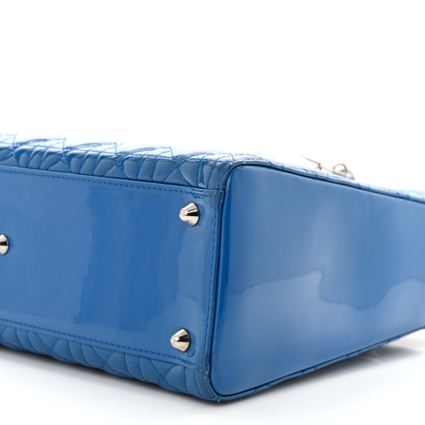 Patent Cannage Large Lady Dior Blue