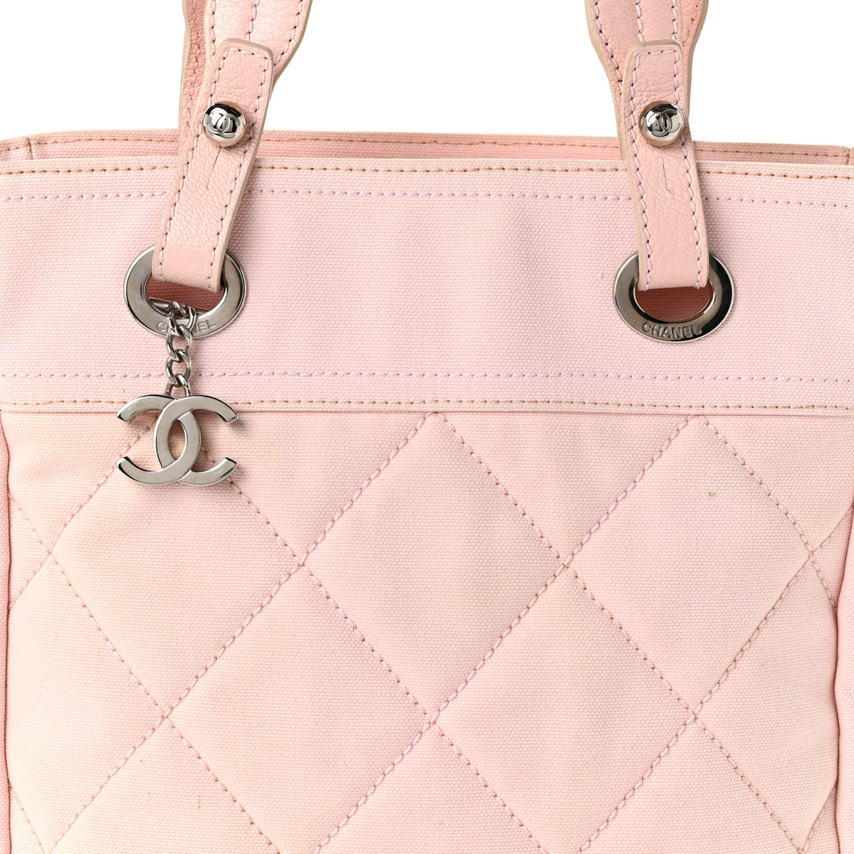 Coated Canvas Quilted Small Paris Biarritz Tote Light Pink