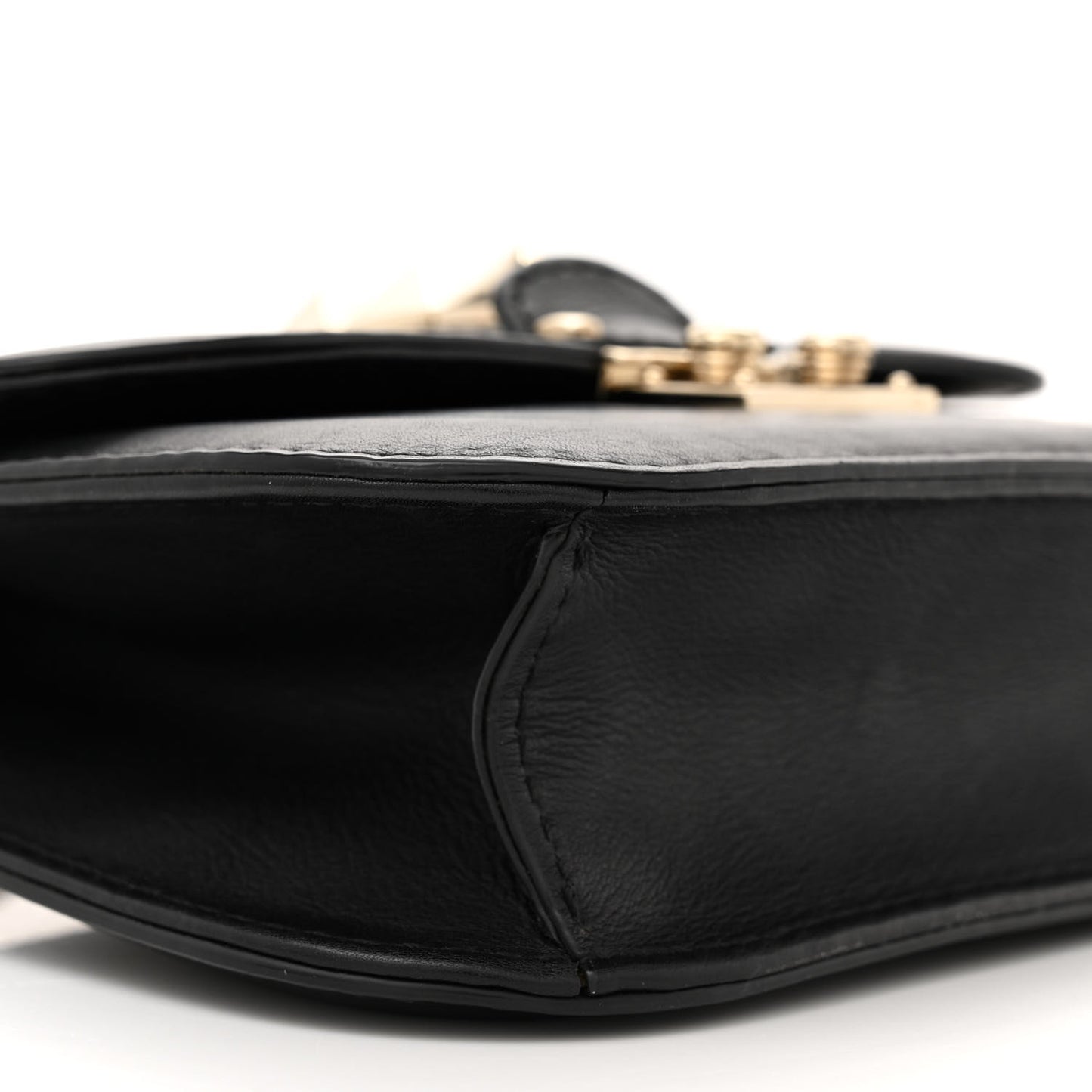 Vitello Small Glam Lock Rockstud Flap Black
