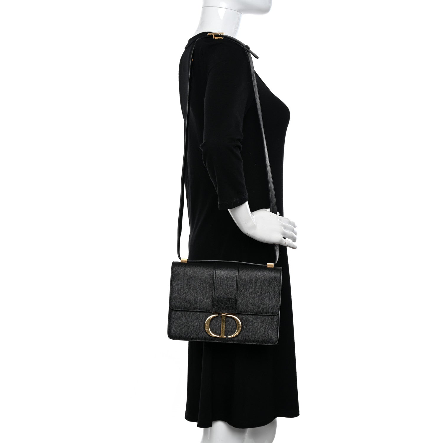 Christian Dior Grained Calfskin 30 Montaigne Flap Bag Black 2 of 10