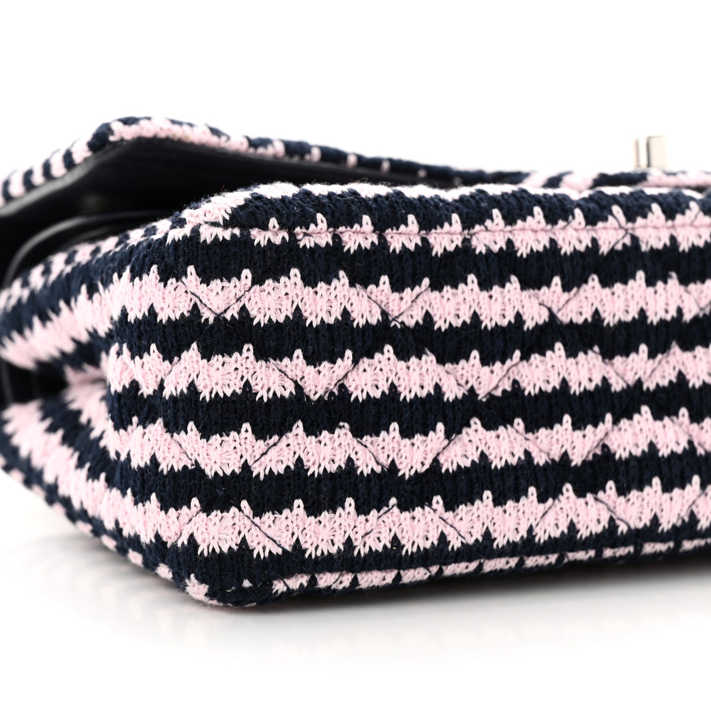 Tweed Quilted Medium Double Flap Pink Navy