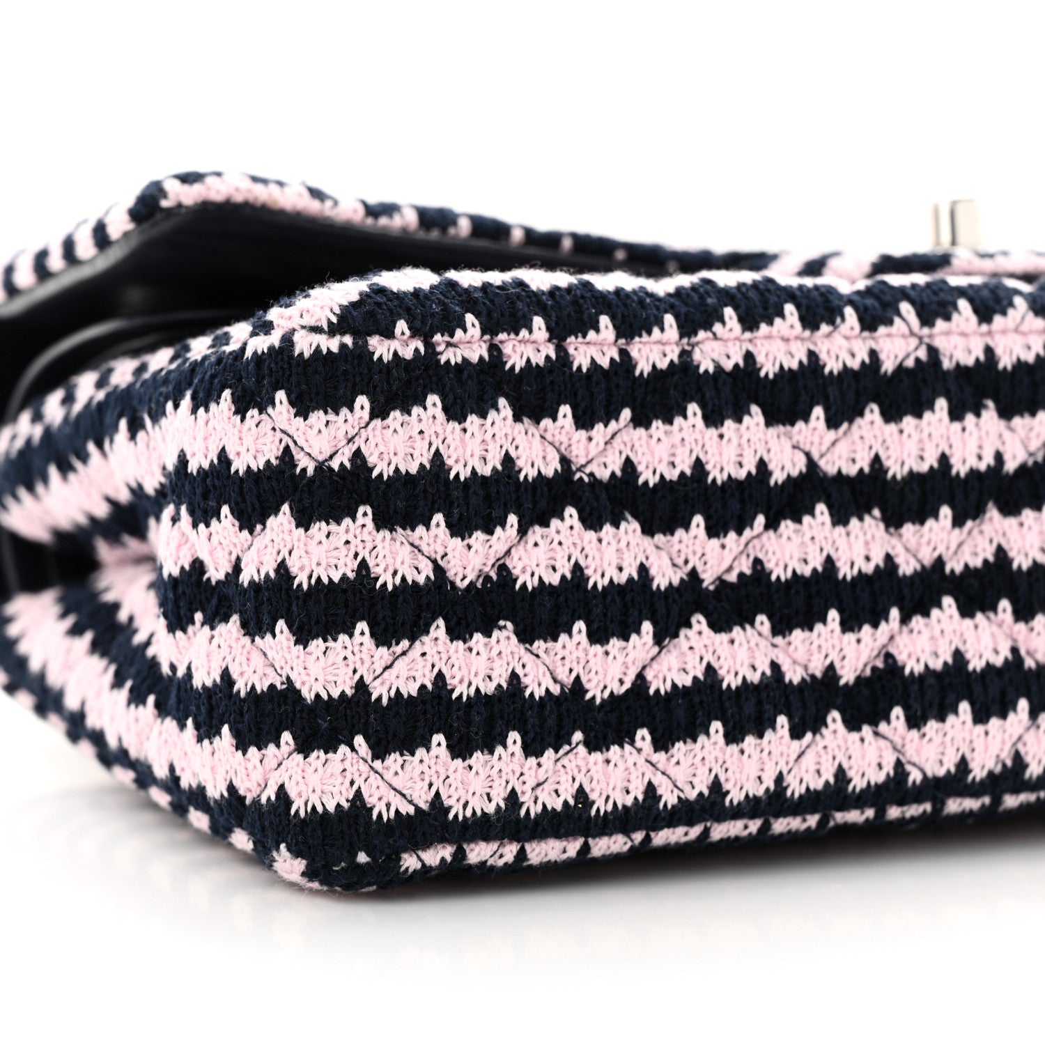 Chanel Tweed Quilted Medium Double Flap Pink Navy 9 of 12