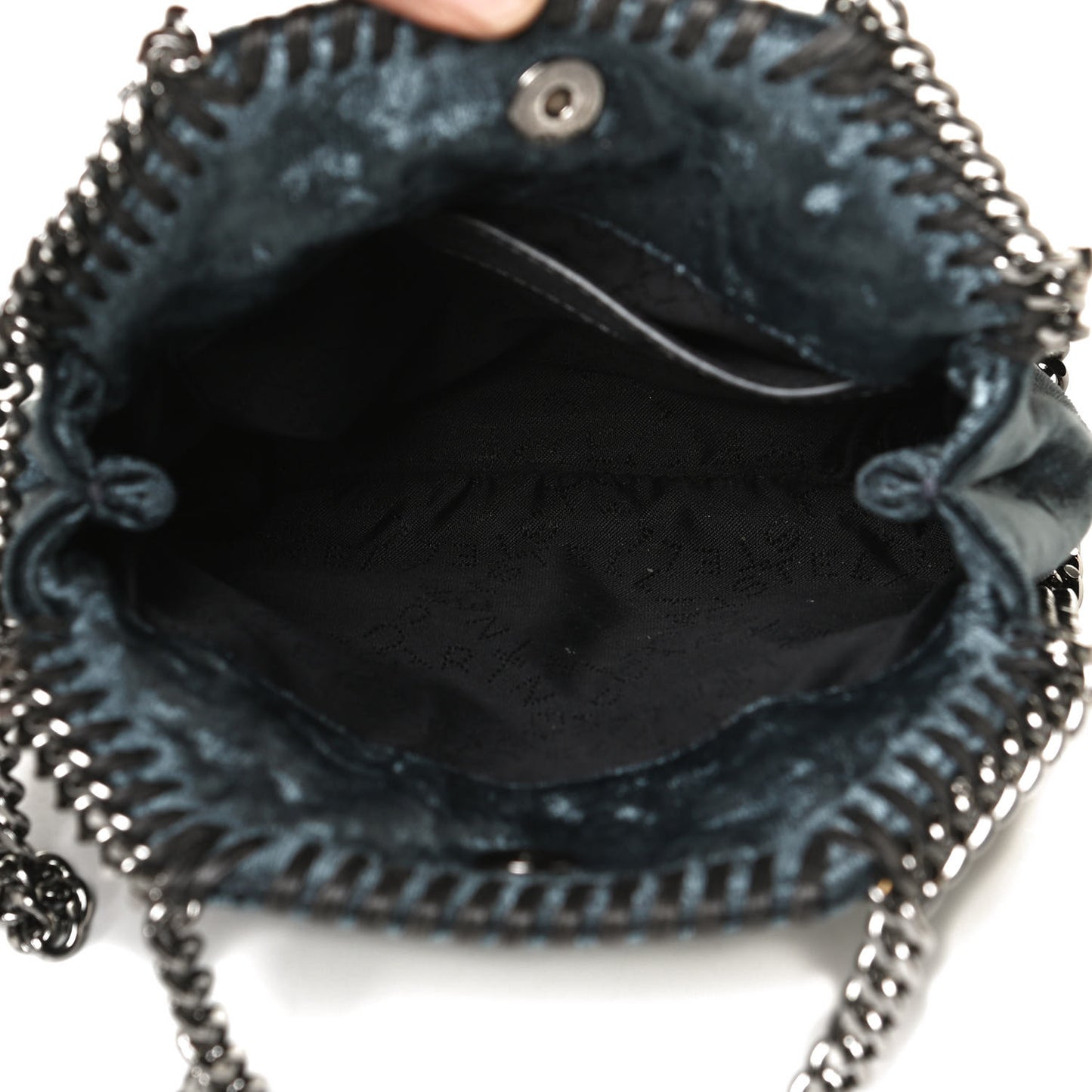 Crushed Velvet Tiny Falabella Tote Blue