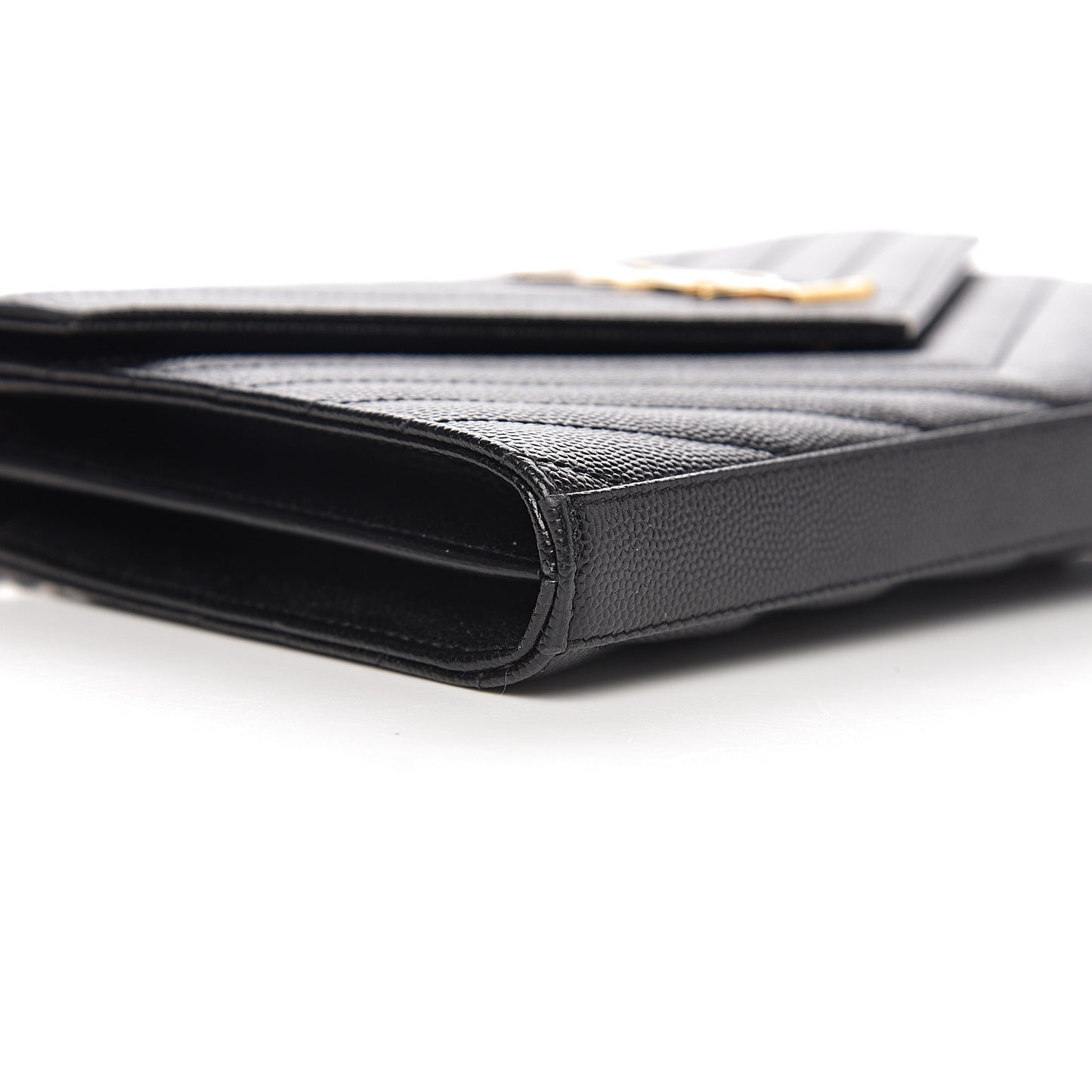Grain De Poudre Matelasse Chevron Monogram Chain Wallet Black