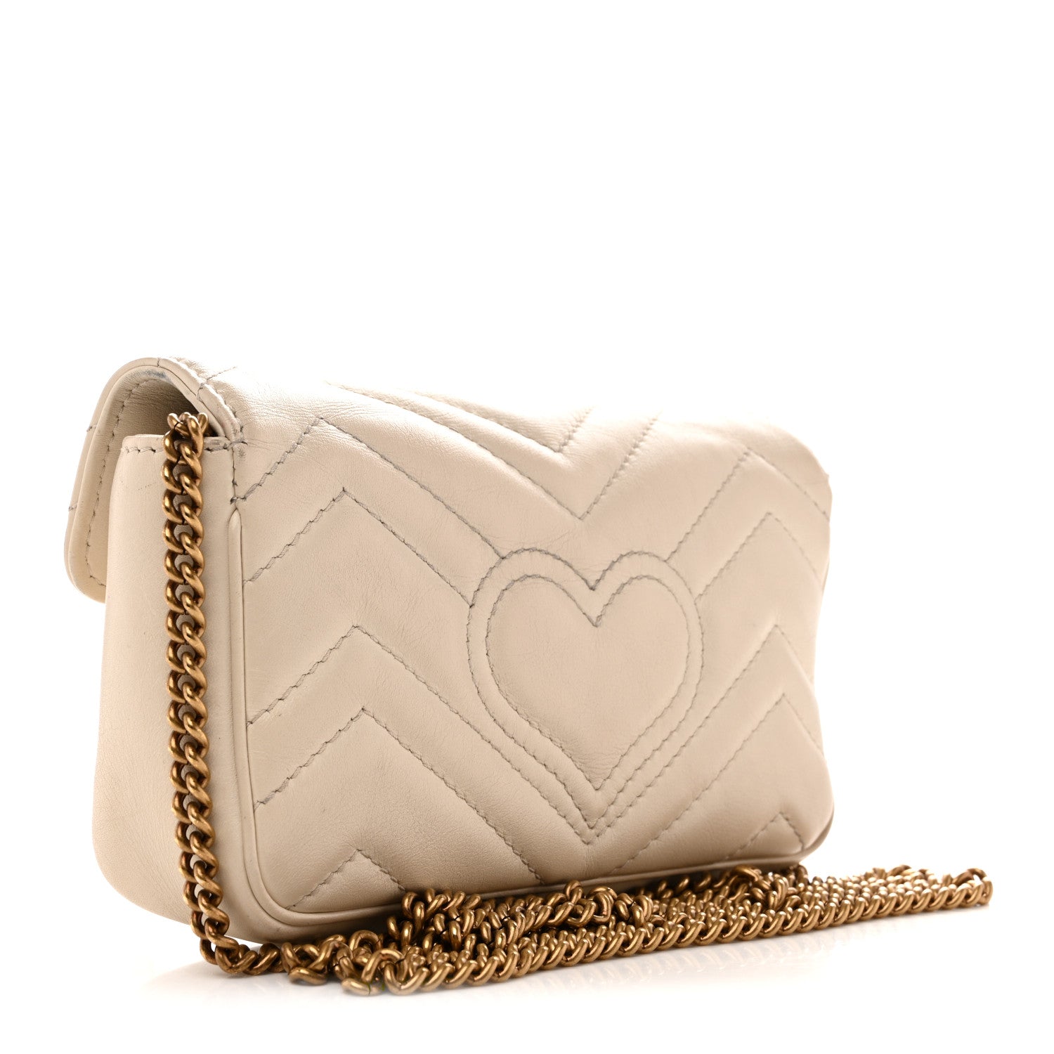 Gucci Calfskin Matelasse Super Mini GG Marmont Shoulder Bag White 3 of 17