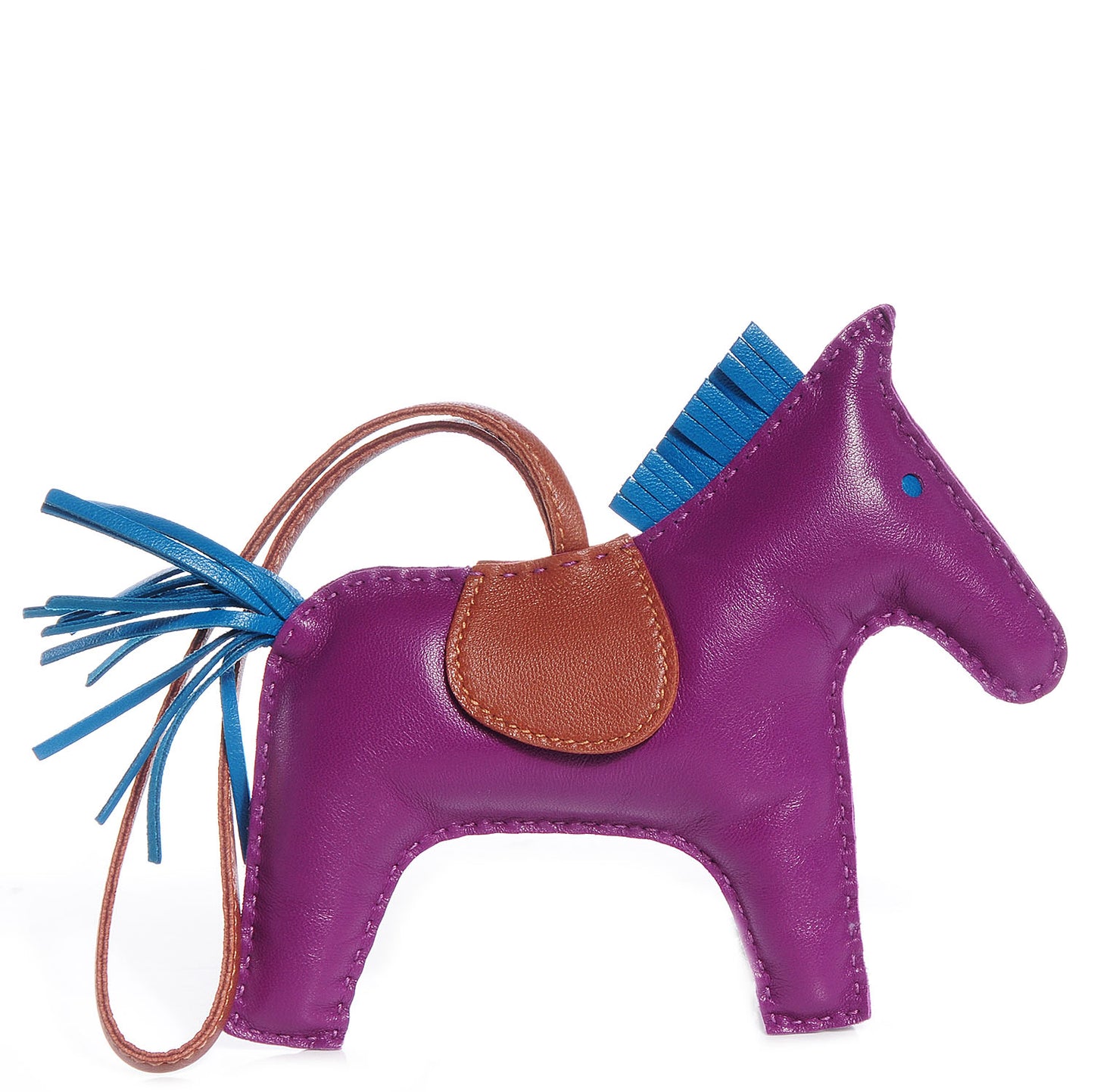 Milo Lambskin Grigri Rodeo Horse Bag Charm GM Anemone Bleu Izmir Fauve