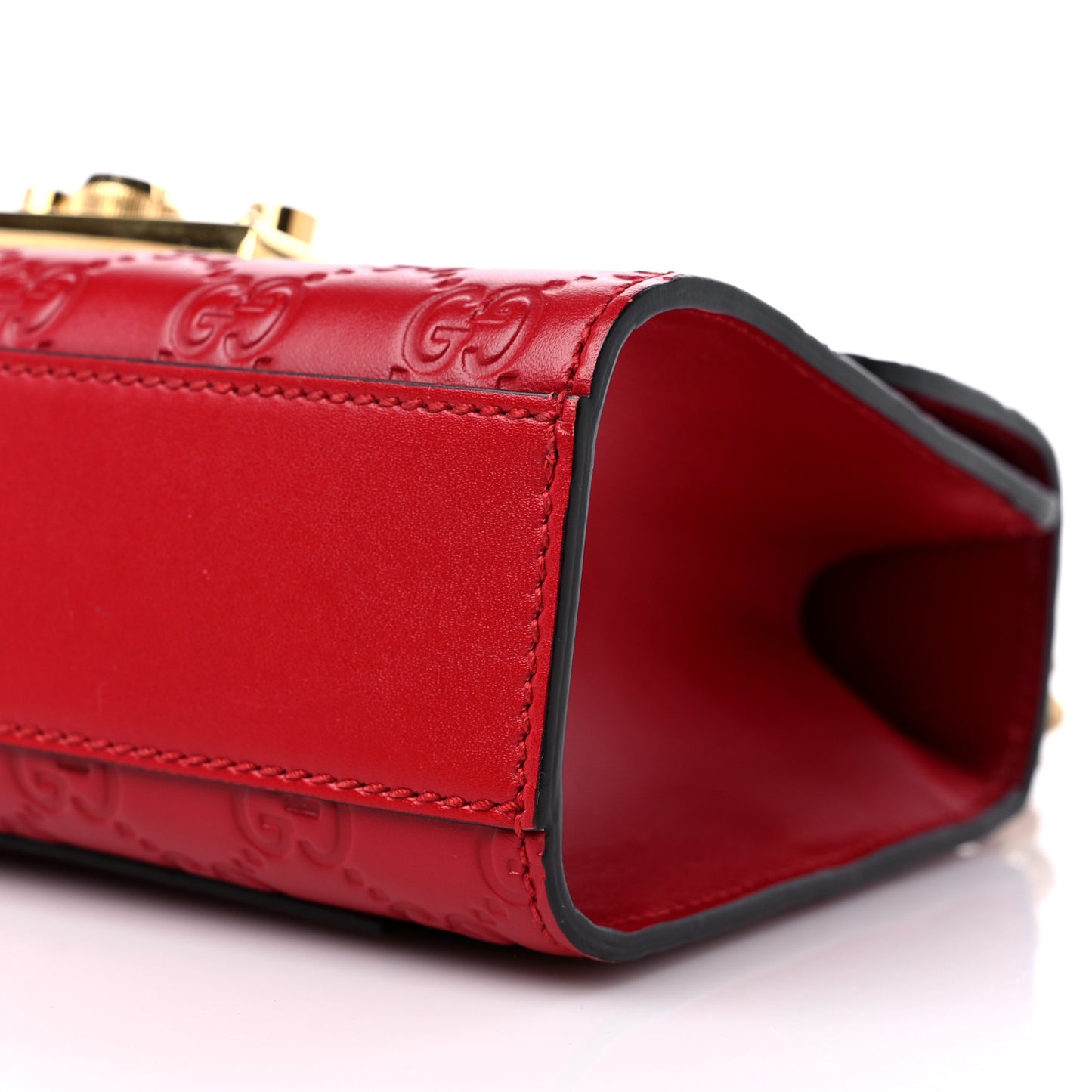 Guccissima Small Padlock Shoulder Bag Hibiscus Red