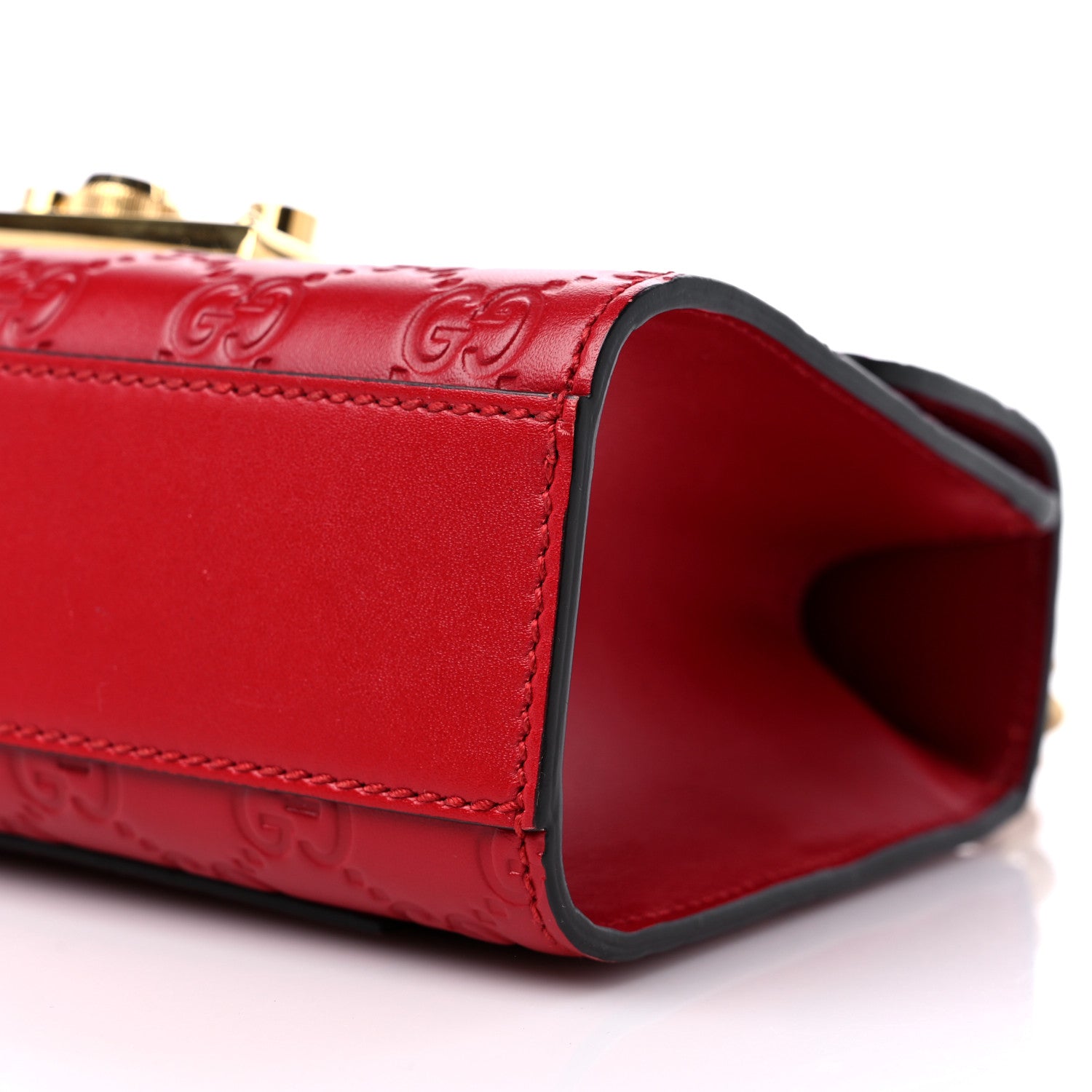 Gucci Guccissima Small Padlock Shoulder Bag Hibiscus Red 9 of 11
