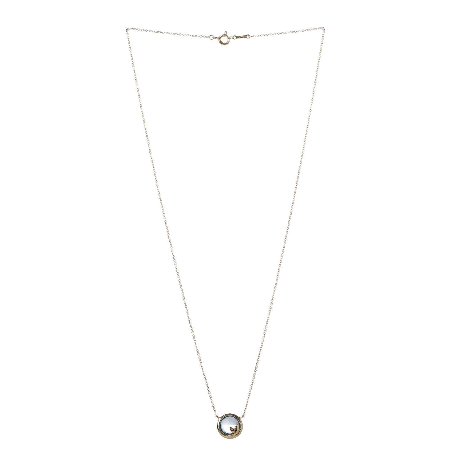 Tiffany 18K Yellow Gold Blue Topaz Olive Leaf Pendant Necklace 3 of 5