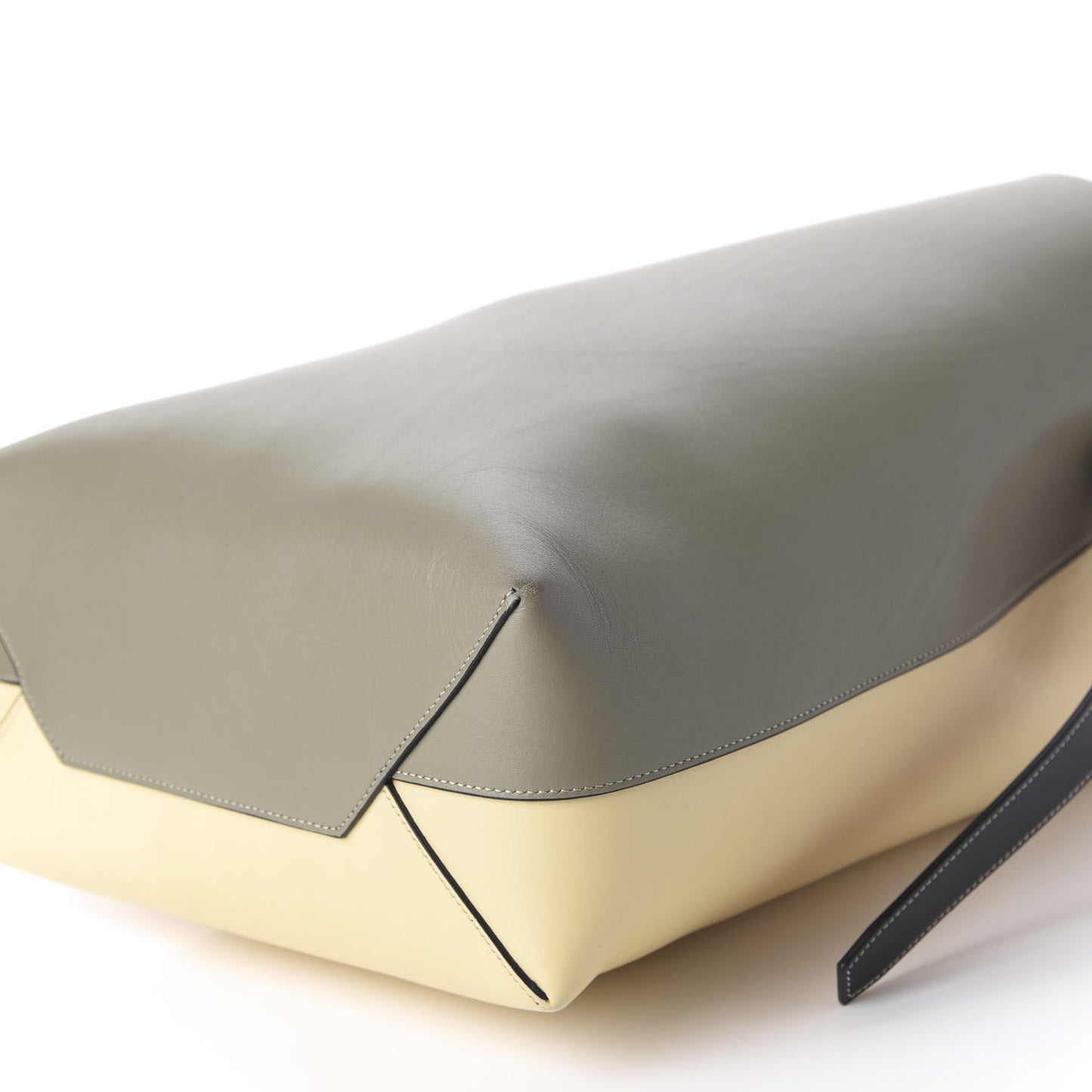 Shiny Smooth Calfskin Small Twisted Cabas Light Khaki Cream