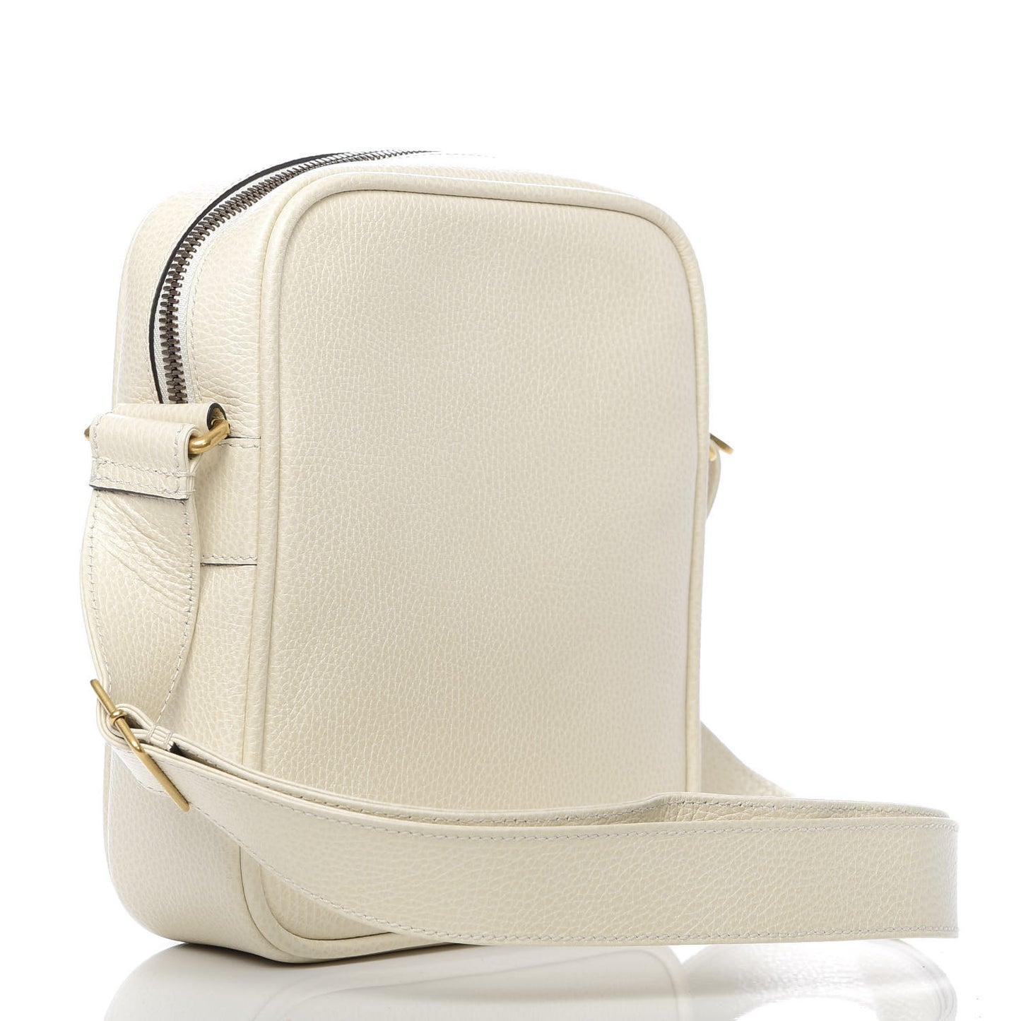 Grained Calfskin Logo Messenger Bag White