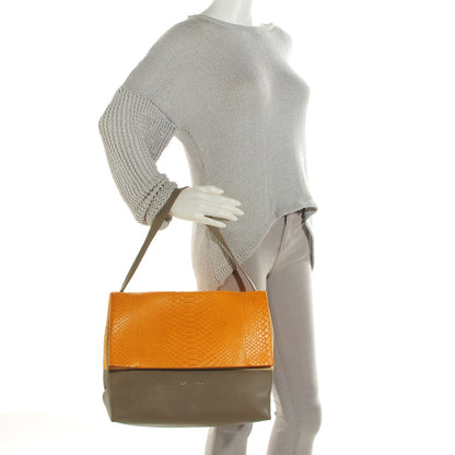 Celine Python Smooth Calfskin All Soft Shoulder Bag Saffron 2 of 8