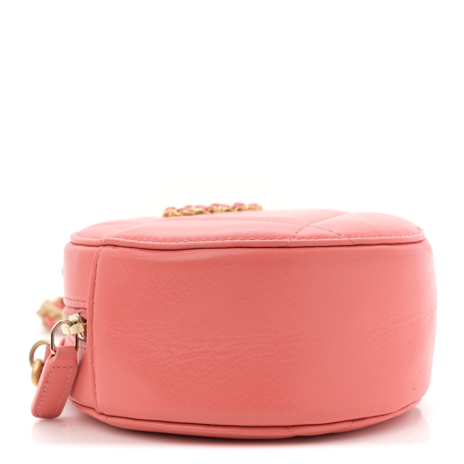 Chanel Lambskin Quilted Chanel 19 Round Clutch With Chain Pink 4 of 12