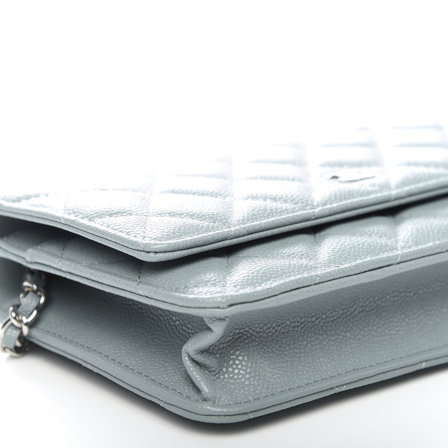 Chanel Iridescent Caviar Quilted Wallet On Chain WOC Light Blue 5 of 9