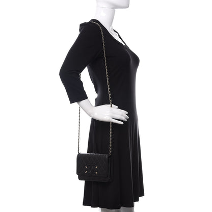 Chanel Caviar Quilted CC Filigree Wallet On Chain WOC Black 2 of 12