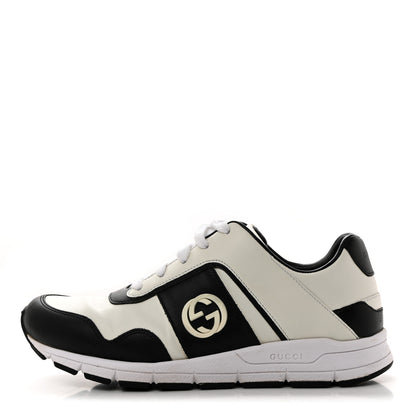 Gucci Calfskin Womens Interlocking G Sneakers 37.5 Black White 1 of 9