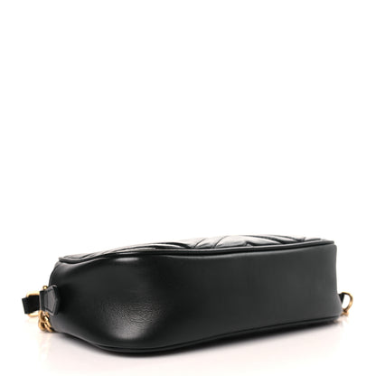 Gucci Calfskin Matelasse Small GG Marmont Chain Shoulder Bag Black 4 of 9