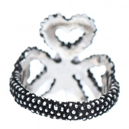 Gucci Sterling Silver Glass Pearl Heart Ribbon Ring 50 5.5 4 of 5