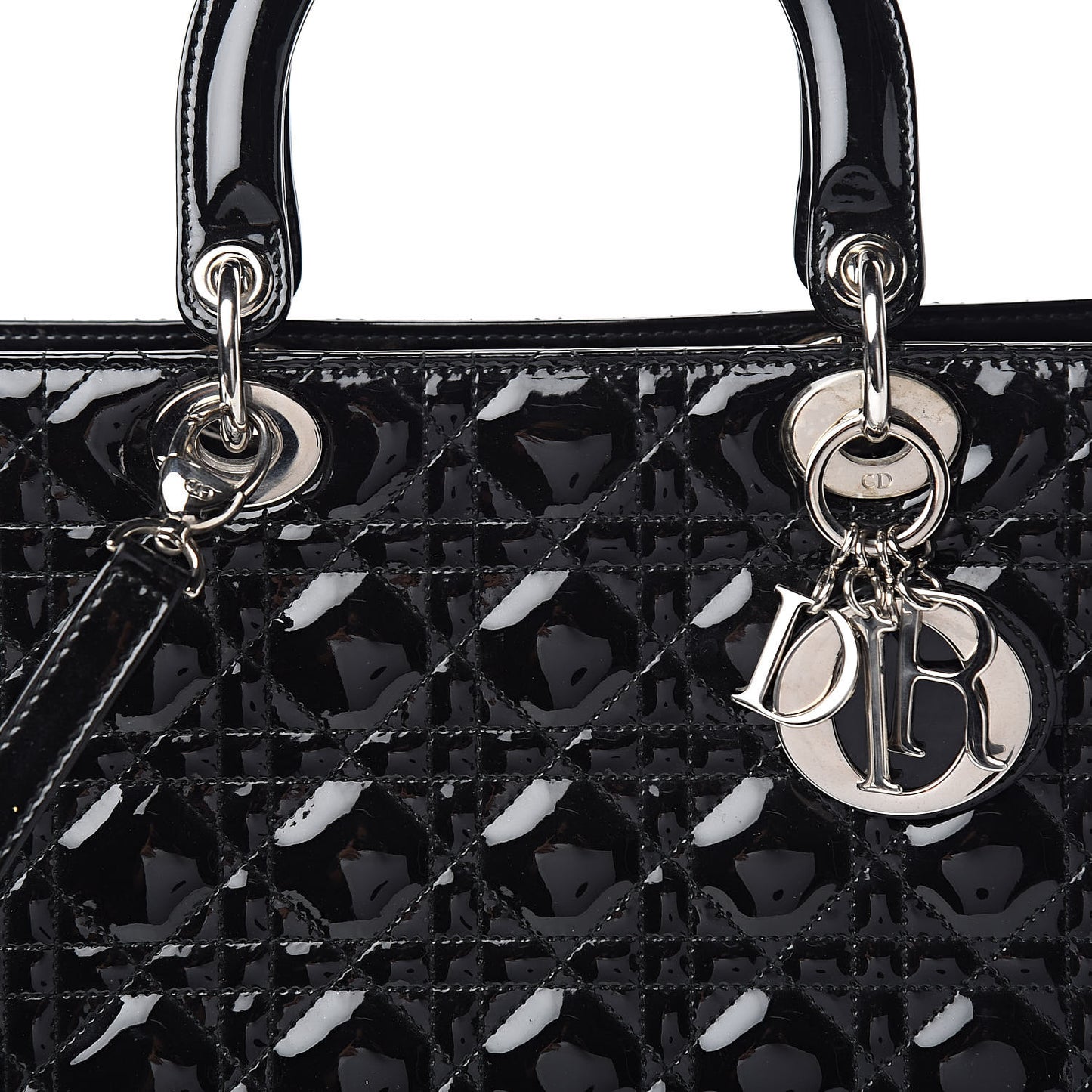 Patent Cannage Large Lady Dior Black
