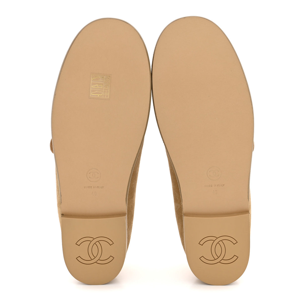 Chanel Suede Calfskin Cap Toe CC Mary Jane Flats 40 Beige 6 of 10