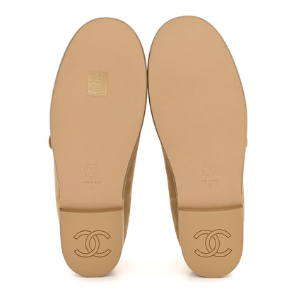 Chanel Suede Calfskin Cap Toe CC Mary Jane Flats 40 Beige 6 of 10