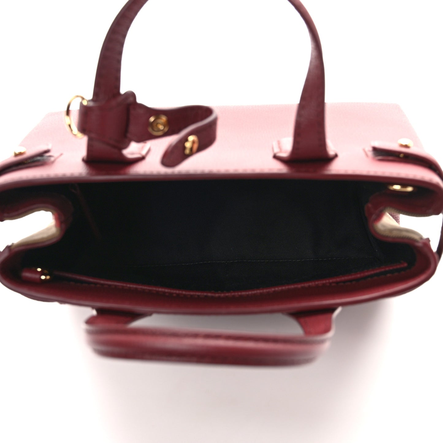 Grainy Calfskin House Check Small Banner Tote Crimson
