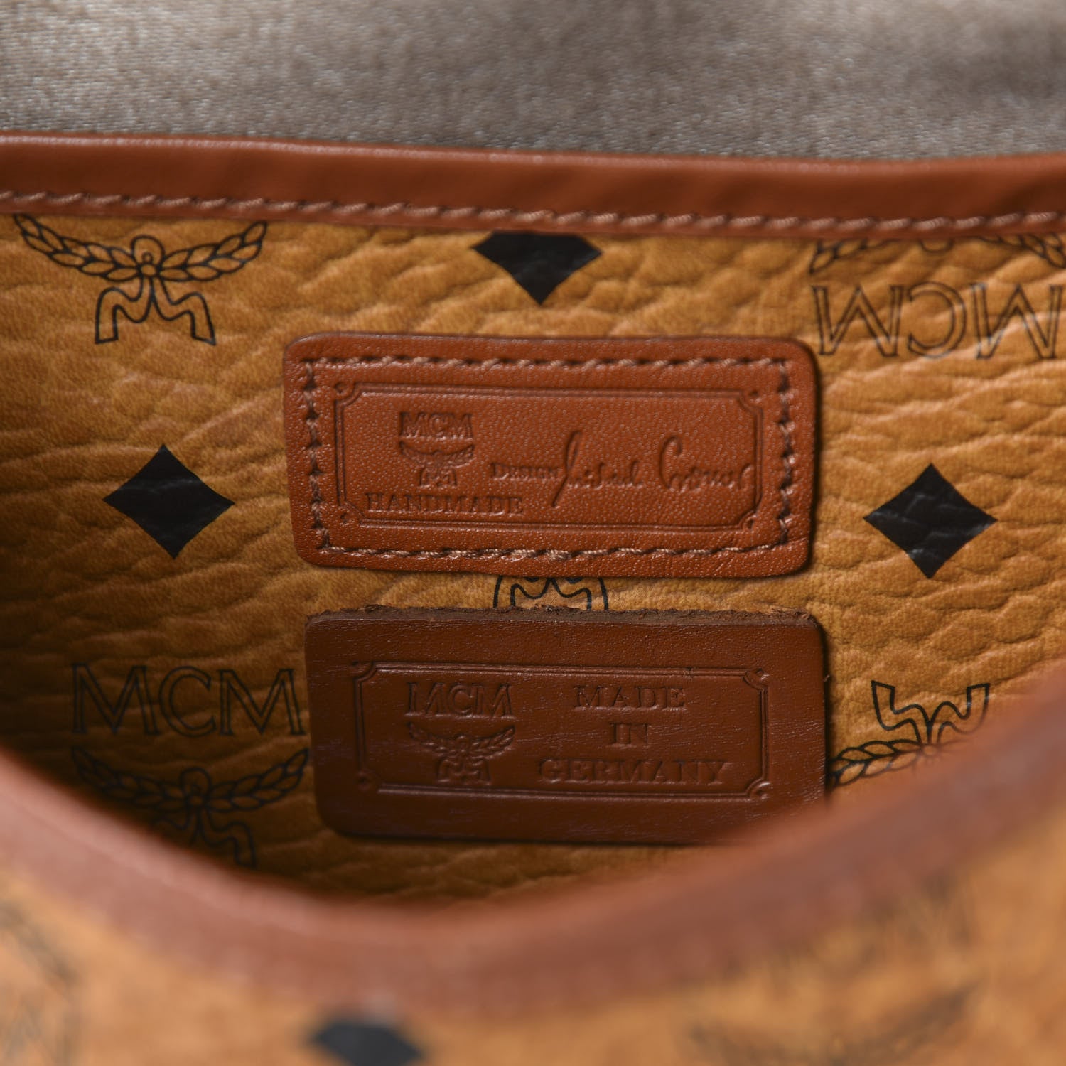 MCM Visetos Large Crossbody Messenger Flap Bag Cognac 8 of 10