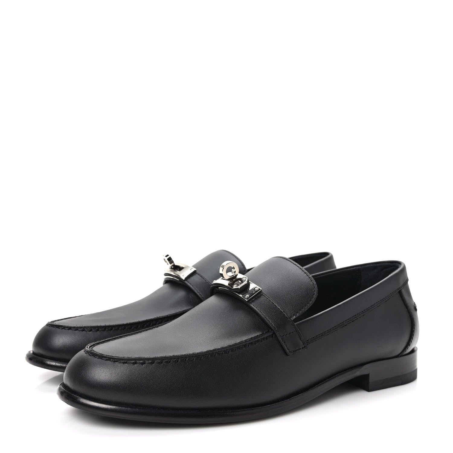 Hermes Calfskin Womens Destin Loafers 39 Black 3 of 9