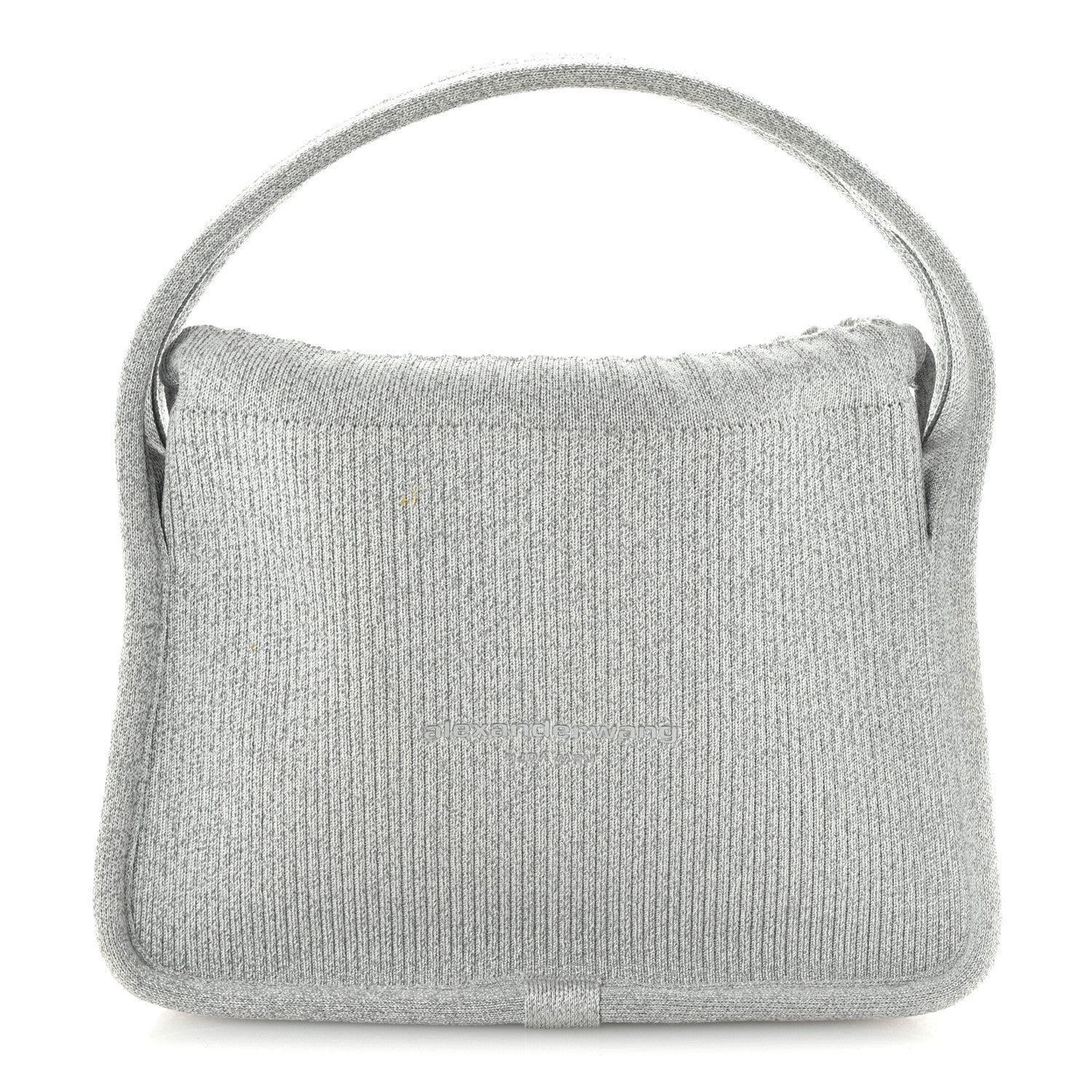 Alexander Wang Metallic Ribbed Knit Small Ryan Bag Silver 1721617