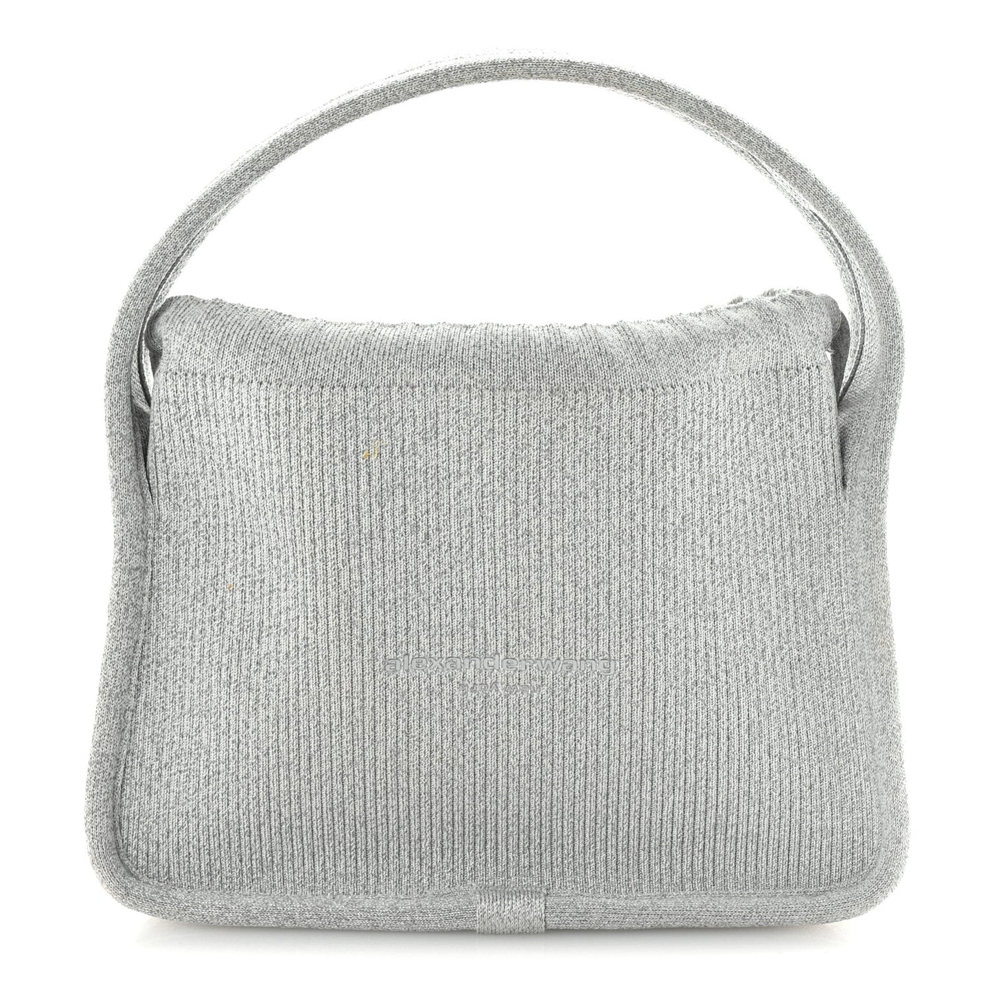 Metallic Ribbed Knit Small Ryan Bag Silver