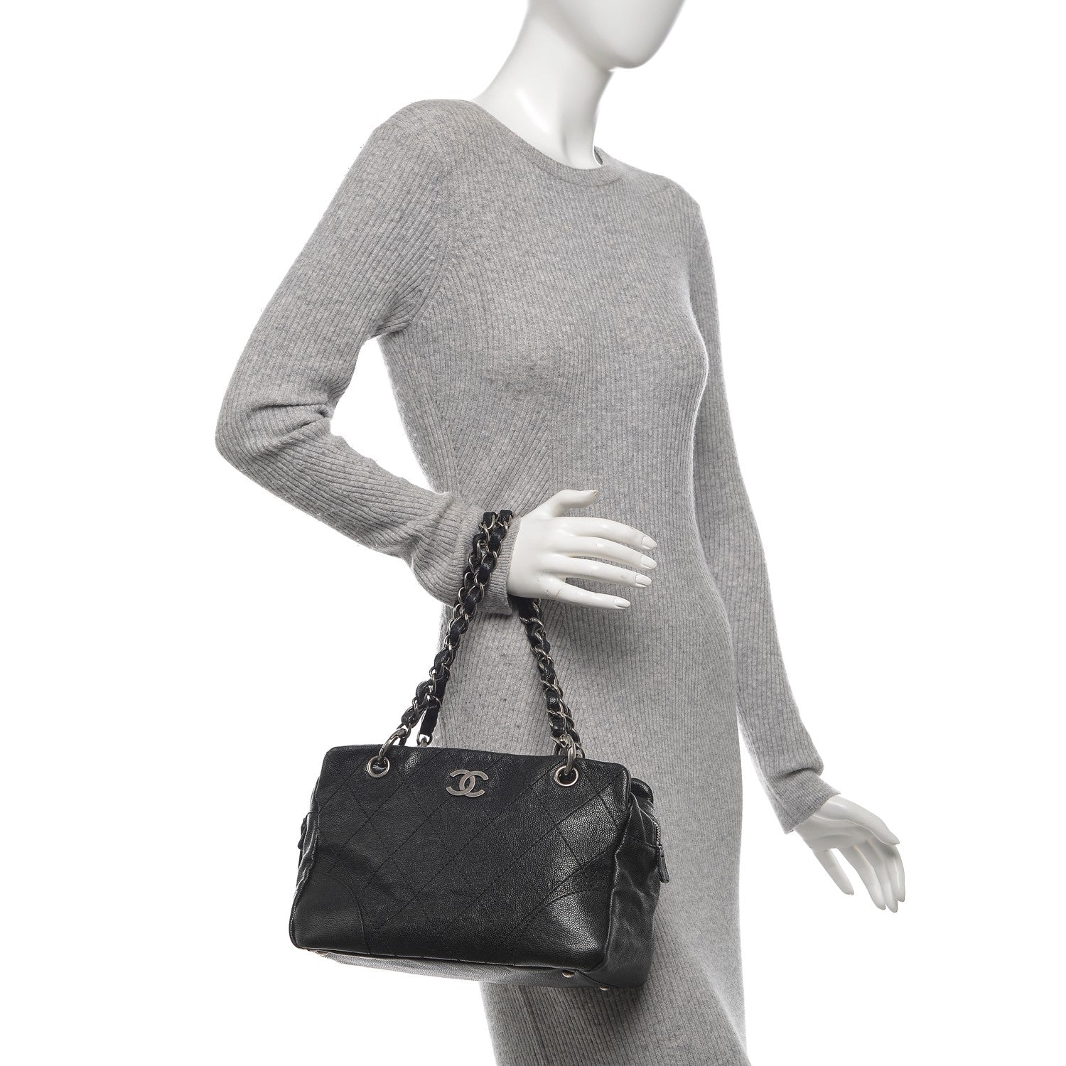 Chanel Distressed Caviar Outdoor Ligne Tote Black 2 of 7