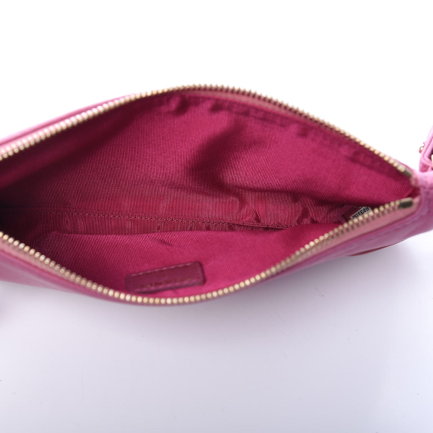 Lambskin Patent Leather Camellia Wristlet Pink