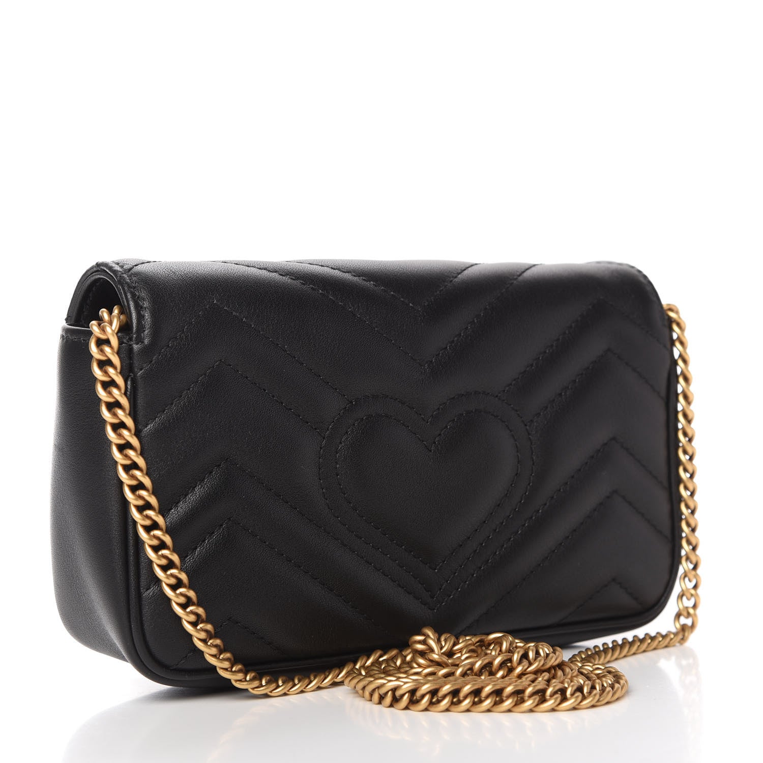 Gucci Calfskin Matelasse Super Mini GG Marmont Shoulder Bag Black 3 of 11