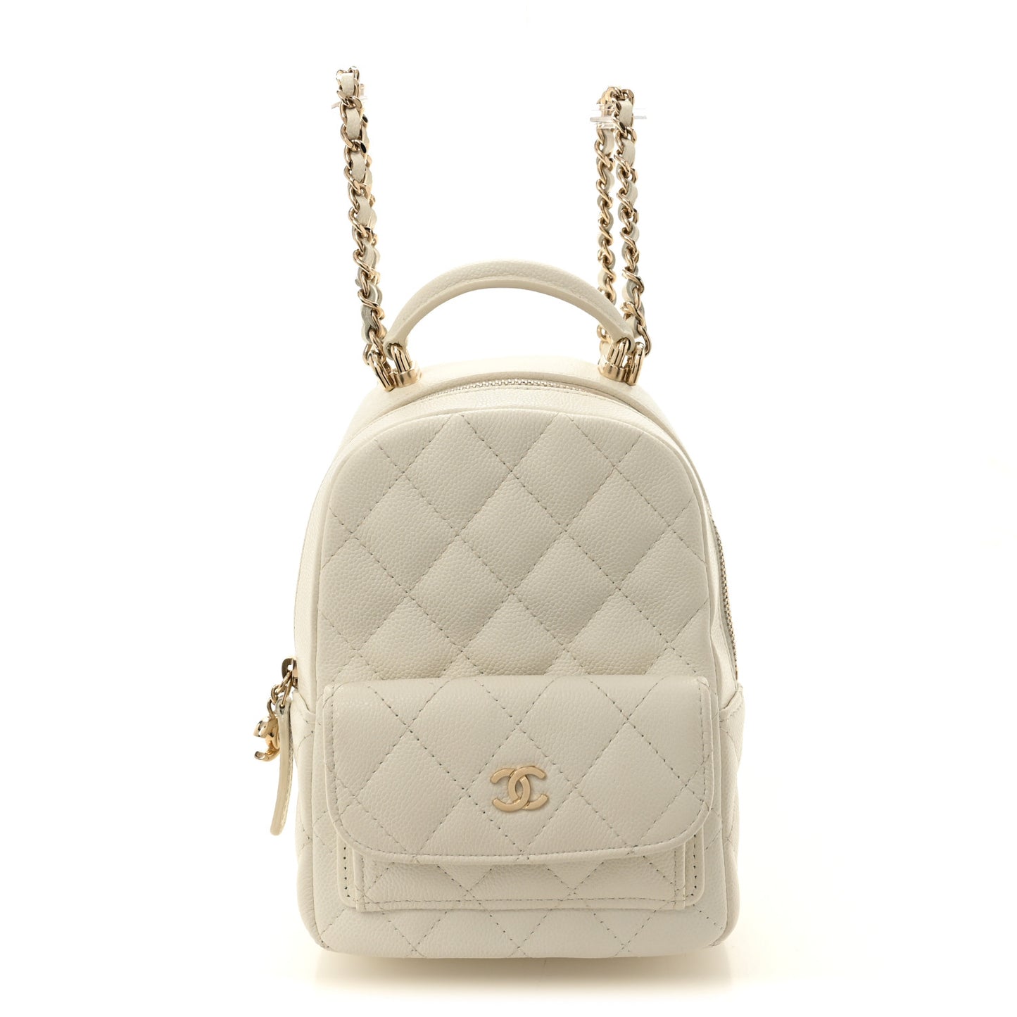 Caviar Quilted CC Mini Classic Backpack White