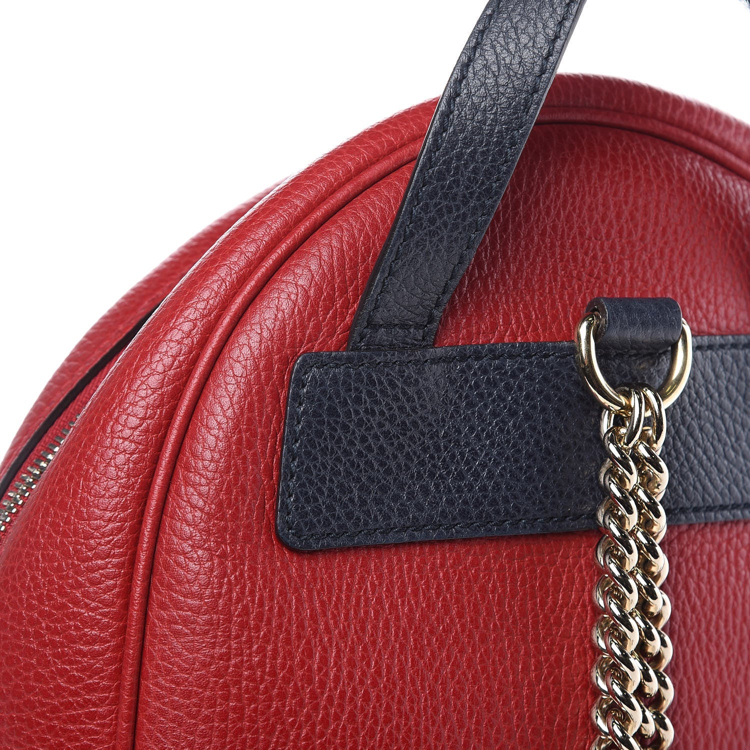 Gucci Pebbled Calfskin Bi-Color Soho Chain Backpack Red Navy 10 of 12