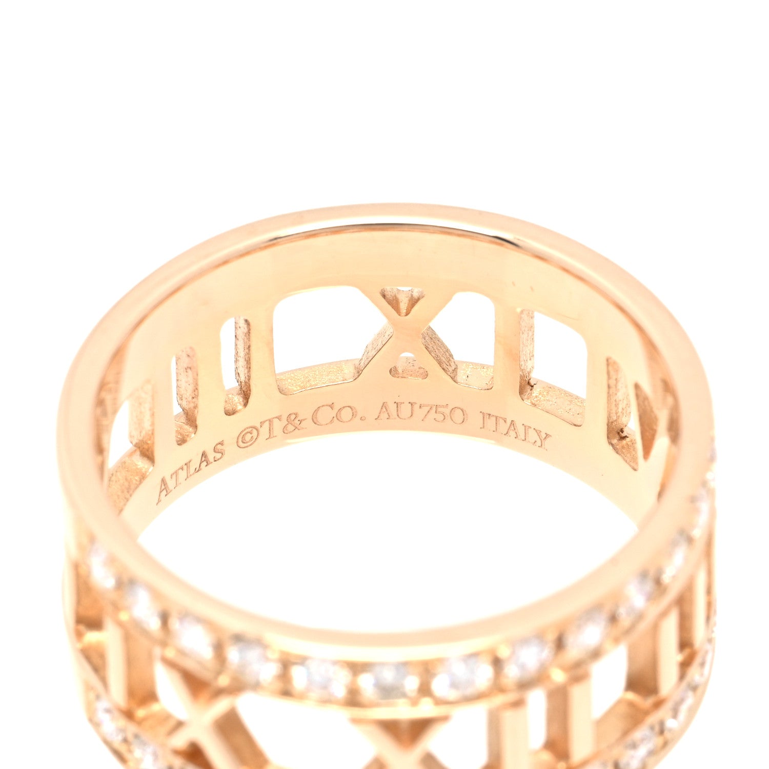 Tiffany 18K Rose Gold Diamond Wide Atlas Open Ring 53 6.5 4 of 5