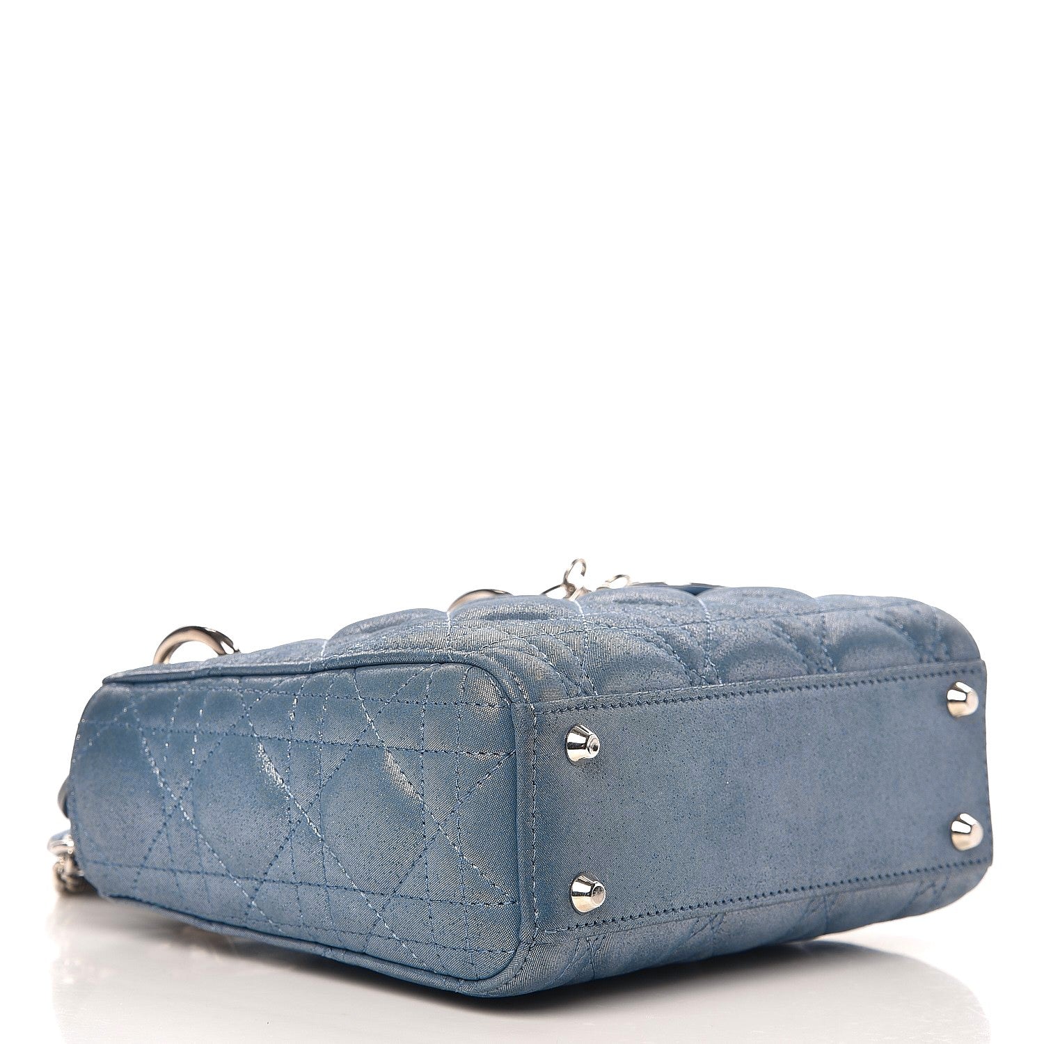 Christian Dior Metallic Lambskin Cannage Mini Lady Dior Blue 4 of 9