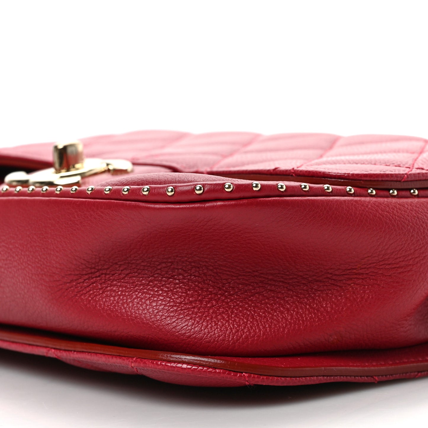 Caviar Quilted Small Studded Flap Red