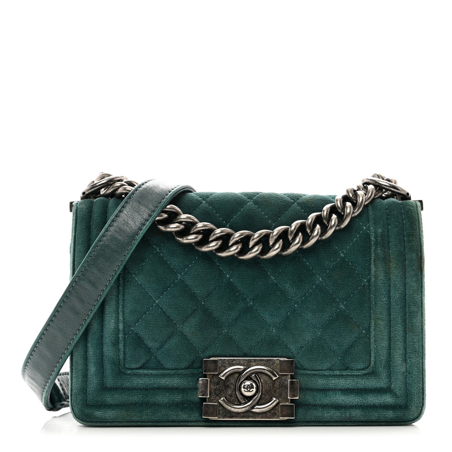 Velvet Quilted Small Boy Flap Turquoise
