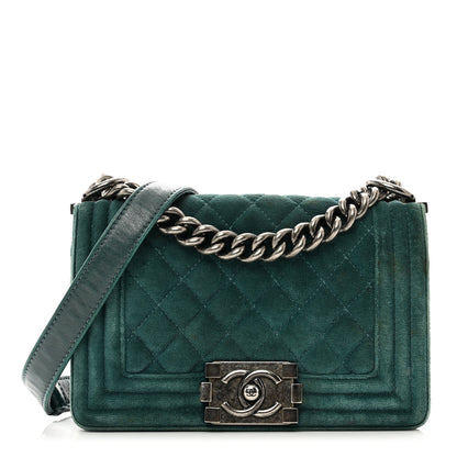 Chanel Velvet Quilted Small Boy Flap Turquoise 1 of 12