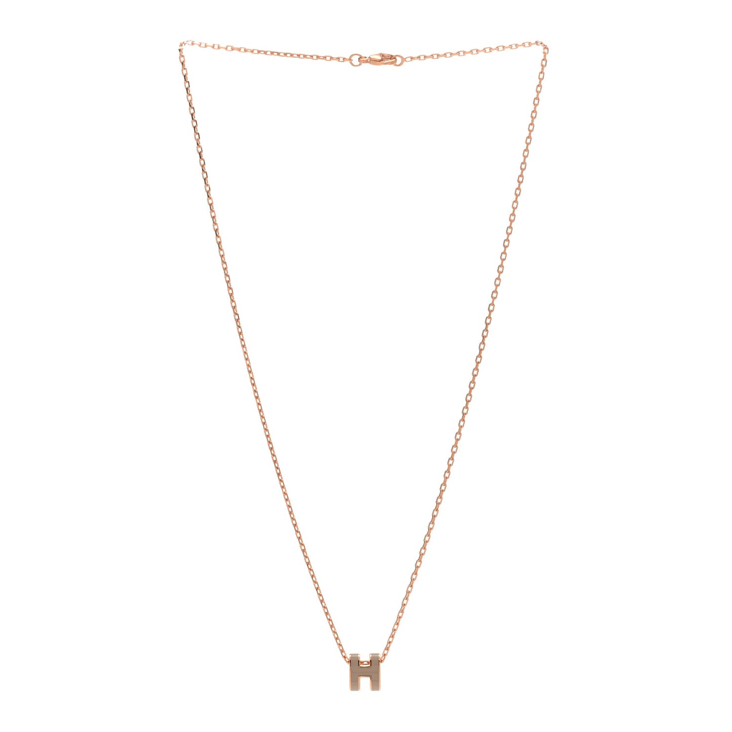 Lacquered Rose Gold Mini Pop H Pendant Necklace Marron Glace