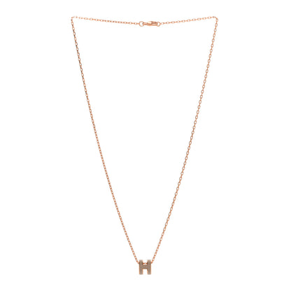 Hermes Lacquered Rose Gold Mini Pop H Pendant Necklace Marron Glace 3 of 7