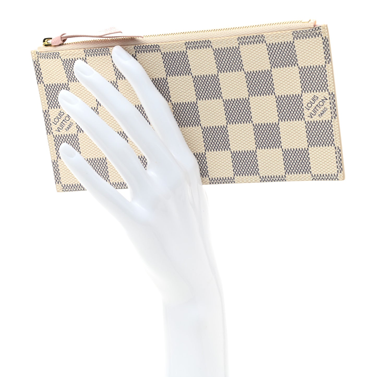 Damier Azur Felicie Chain Wallet Zippered Insert Rose Ballerine