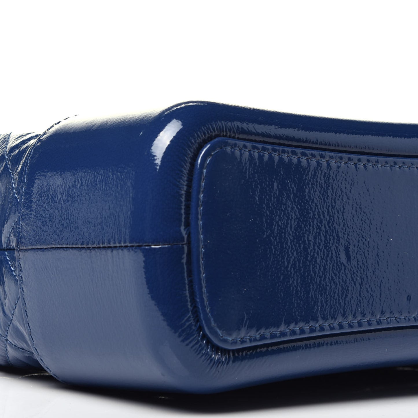 Patent Goatskin Quilted Medium Gabrielle Hobo Dark Blue