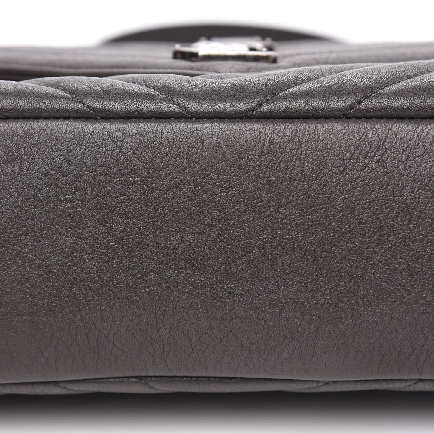 Sheepskin Matelasse Chevron Monogram Large College Satchel Dark Anthracite