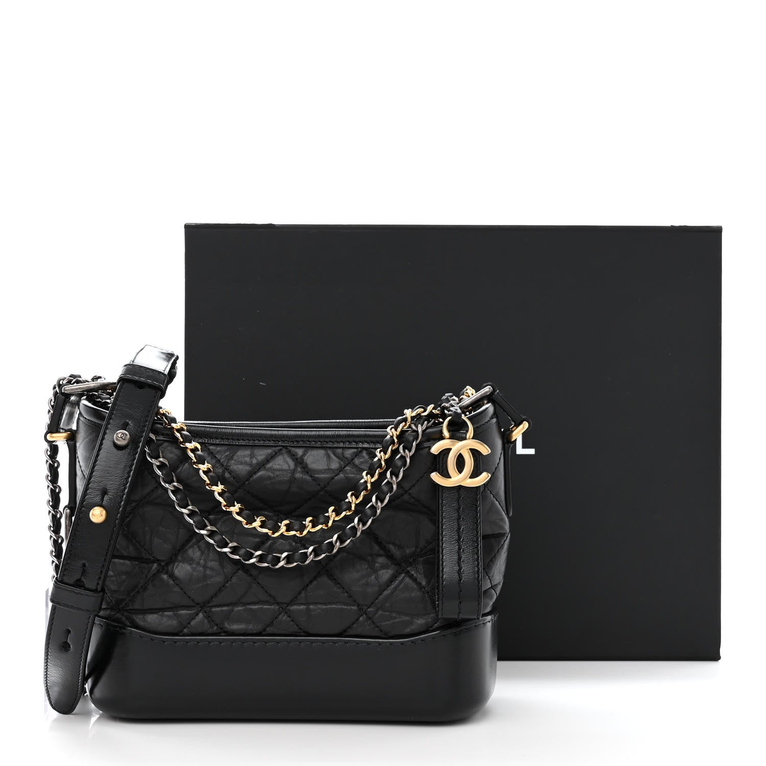 Chanel Aged Calfskin Quilted Small Gabrielle Hobo Black 11 of 11