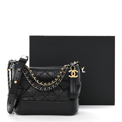 Chanel Aged Calfskin Quilted Small Gabrielle Hobo Black 11 of 11