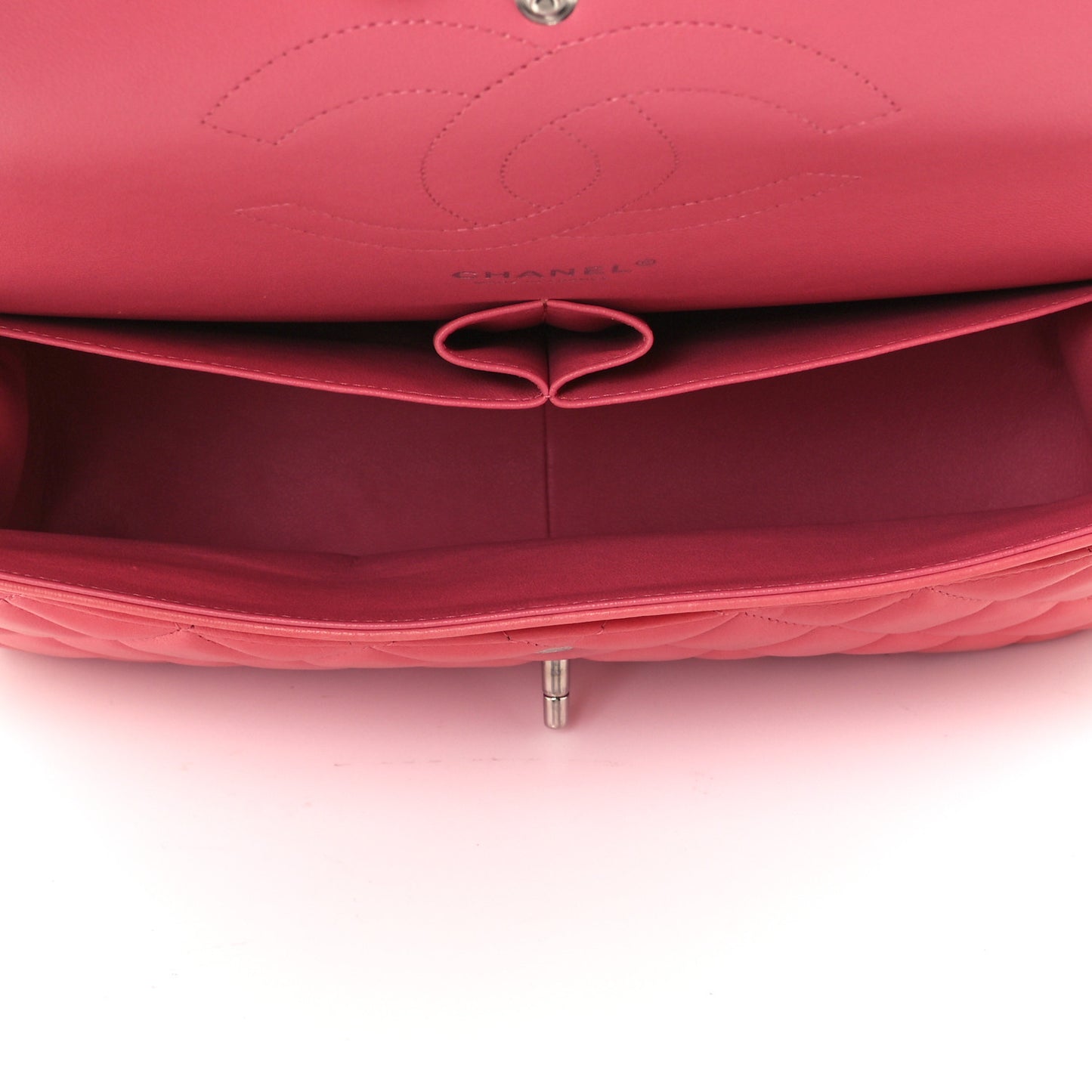 Lambskin Quilted Jumbo Double Flap Pink