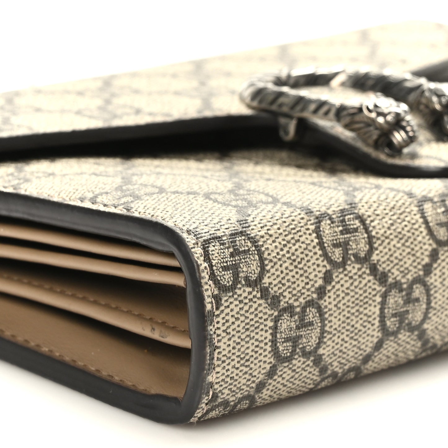 GG Supreme Monogram Mini Dionysus Chain Wallet Beige Taupe