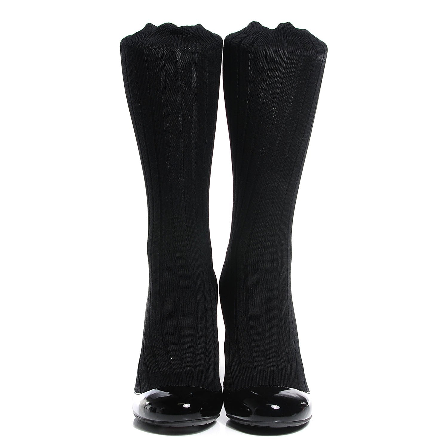 Chanel Patent Sock Boots 38.5 Black 2 of 6